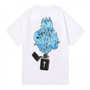Férfi Trapstar Flame Printing Póló Fehér | Hungary HL19-133