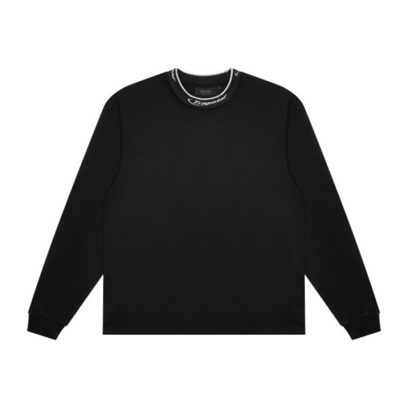 Férfi Trapstar Hyperdrive Collar LS Top Póló Fekete Fehér | Hungary EJ74-689