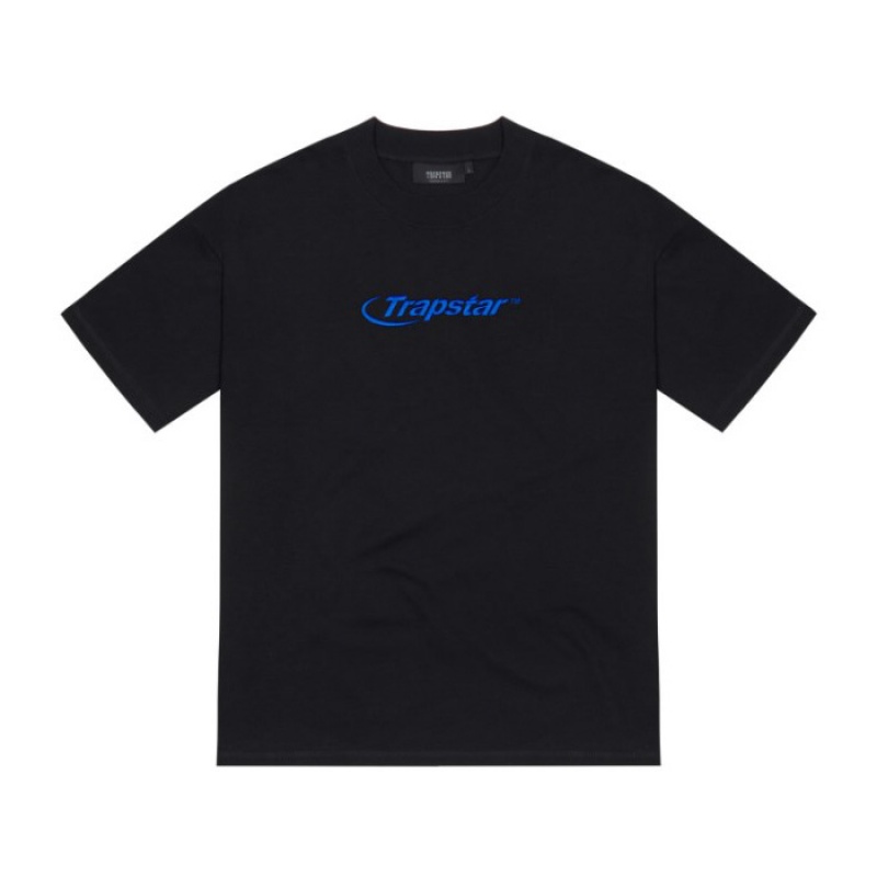 Férfi Trapstar Hyperdrive Embroidered Tee Póló Fekete Kék | Hungary ZD47-814