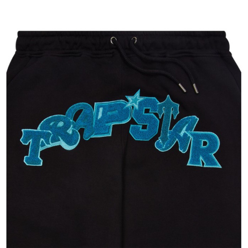 Férfi Trapstar Wildcard Jogging Bottoms Melegítő Fekete Türkiz | Hungary IR69-912