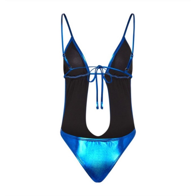 Női Trapstar Metallic Cutout One Piece Fürdőruha Kék | Hungary YW39-668